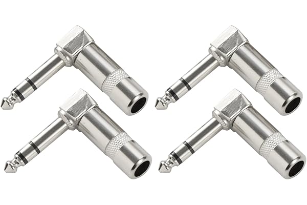 Greluma 4 St Högervinklade 6,35 mm ljudkontakter, 90 grader 1/4" TRS-kontakt, hane 1/4 tums lödtyp Stereokontaktuttag för DJ