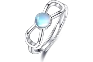 praymos Celtic Knot Heart/Circle/Infinity Moonstone Thumb Ring 925 Sterling Silver Adjustable Open Promise Ring June Birthstone Hypoallergenic Jewellery Birthday Gift for Women Girls