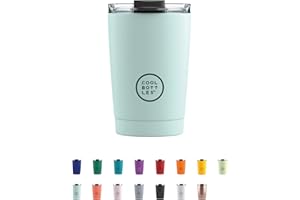 Cool Bottles - Vaso Térmico de Acero Inoxidable 330 ml - Pastel Sky - Tapa Hermética - Vaso para Café - Bebidas Frías 10 horas y Calientes 5 horas - Libre de BPA