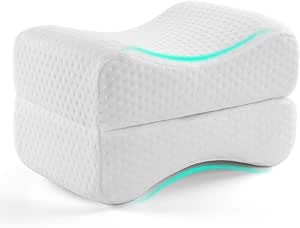 AMERIERGO Memory Foam Knee Pillow for Back, Hip, Leg and Knee Pain Relief &amp; Suitable for Side Sleepers, Pregnant Women… (25 x 18 x 15cm)