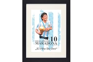 1art1 Fußball Poster Diego Armando Maradona Gerahmtes Bild Mit Edlem Passepartout | Wand-Bilder | Im Bilderrahmen 40x30 cm