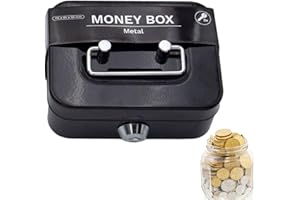 LEVABE Small Lock Box | Metal Cash Box with Key | Lockable Storage Money Box, Safe Money Saving Box Coin Storage Tin for Kids