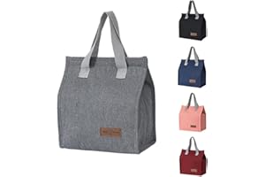 BRYN Borsa Termica Porta Pranzo, 7.4L Borsa Frigo Piccola Pranzo Ufficio, Borsa Pranzo per Lavoro, Scuola, Viaggio, Campeggio, Picnic, Mare（Grigio）