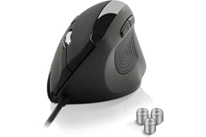 NEWWAY - Souris Verticale Filaire A3E Ergonomique - 3200 DPI - Repose Pouce, Main, Poignet Et Avant-Bras - Prévention Contre Les Syndromes De La Souris Et De L'Epicondylite - Poids Ajustable