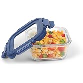 SignoraWare Secure N Store Borosilicate Glass Square Container | Airtight Seal | Microwave Safe | Reheating & Baking | Stylish & Practical | Great for Office, Travel & Outdoors (800ml | Clear)