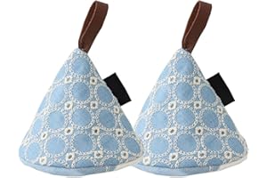 ACMEDE Guanti da Forno Conici Appesi Guanti da Forno Resistenti al Calore Presina Tessuti Misti Cappello Conico Impugnature Pizzico Stile Giapponese per Cucina, Cotone e PU (2pz-Azzurro)