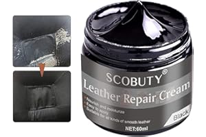 SCOBUTY Leder Reparatur Set,Lederreparatur Creme,Lederbalsam,Leder-Restaurator, Leder-Farbbalsam,Lederkratzer Reparatur für Leder Restaurierung Risse Löcher, Autositze, Sofas, Sofas, Schuhe, Schwarz