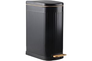 ELPHECO Mülleimer Treteimer 13 Liter Tretmülleimer, Edelstahl Mülleimer mit Deckel, Schlanker Metall-Abfalleimer für die Toilette, Kleiner Soft Close mit herausnehmbarem Einsatz, Rechteckig