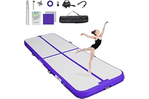 FBSPORT Tapis de Gym Gonflable 3M 4M 5M, 10/20cm D'éPaisseur Tapis Gymnastique avec Pompe à Air et Sac De Transport, Tapis D'Exercice Pour Maison/Yoga/ExtéRieur/Tumbling/Gym/Cheerleading/Eau