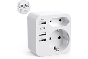 SEPTSEVEN Reiseadapter Japan Steckdosenadapter, 6-in-1 Japan Adapter mit 3 USB 1 USB C(3.4A), Adapter Japan Steckdose Typ A für Japan,USA, Kanada,Mexiko