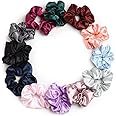Miley Luxury Satin Scrunchies for Women/girls | Pack of 12 |Exact Colors as Pic, | Plain Pastel Shades | Anti hair breakage, Quality Tie Elastic (Prism) (Pack of 12)