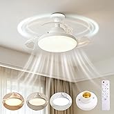 YYSWSAKY Ceiling Fan with Light, 40 cm Small Lamp Ceiling Fan, Hidden Handles, 4 Speeds, E27, Quiet, Dimming Dimming, Fan for