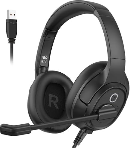 Lenovo 110 Cuffie stereo analogiche (isolamento dal rumore, microfono girevole, pelle e schiuma o