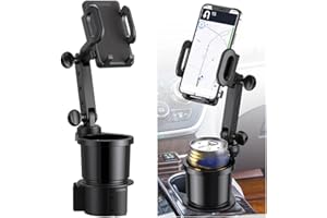 JNNJ Support de Téléphone 2 en 1 Multifonction Porte Gobelet de Voiture Extender Universel avec Base Réglable 360 ° Rotatif et Téléphone Montage