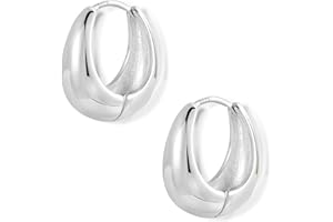 ASH'S CHOICE Silber 925 Creolen Kleine Ohrringe Damen, 14 Karat Vergoldet Silber 925 Ohrringe Oval Creolen Klobig Dick Leicht Breit Ohrringe Knorpel Kreolen Huggie Kleine Creolen 17mm Damen Frauen