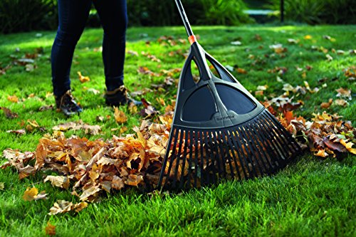 Fiskars Laubbesen, 27 Zinken, Breite 64,6 cm, Kunstoff-Zinken/Aluminium-Stiel, Schwarz/Orange, XL, Solid, 1015645 - 6