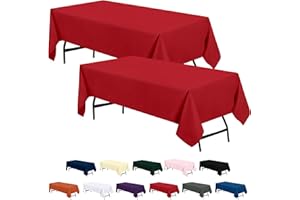 Utopia Kitchen Mantel de Poliéster 152 x 213 cm (Pack de 2, Rojo) Cubierta de Mesa Lavable a Máquina Ideal para Fiestas, Eventos, Bodas y Restaurantes (60 x 84 Pulgadas)