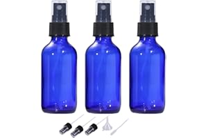 LIYUABU Bottiglie Spray Vetro blu 60ml, piccole bottiglie spray riutilizzabili ricaricabili dell'atomizzatore della nebbia fine per olio essenziale, aromaterapia, profumi, pulizia (3 pezzi)