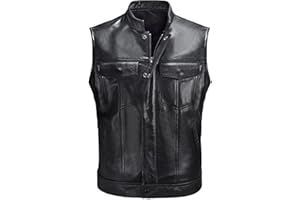 GEFOMUOFE Gilet en cuir - Noir