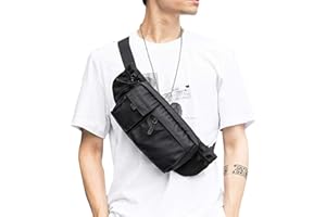 SEAFEW Grand sac banane imperméable noir pour homme et femme sac banane avec sangle réglable, sac banane léger de qualité supérieure pour gym, fitness, entraînement, voyage, voyage et voyage