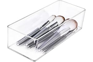 JessLab Drawer Organizer, 1-Compartment Acrylic Makeup Organizer Cosmetic Storage Jewelry Display for Desk Wardrobe Bathroom Vanity Countertop, Transparent