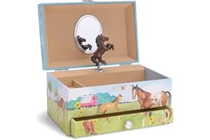Jewelkeeper - Musikalische Schmuckkästchen Mädchen mit ausziehbarer Schublade, Pferd Design - Spieluhr mit Das Home on The Range Song, Ideal Pferd Geschenke für mädchen