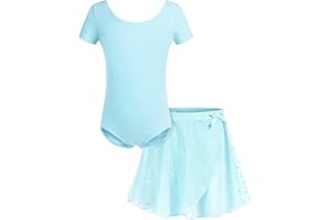 Bricnat Abbigliamento da Balletto per Ragazze Vestito da Balletto Body da Balletto per Bambini Manica Corta Manica Lunga Vestito da Ballo per Body da Ballo in Cotone con tutù 2-10 Anni