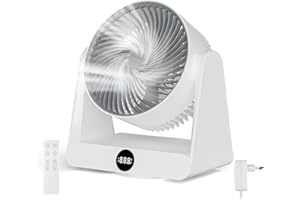 Dreamhigh® Ventilatore da Tavolo con Telecomando, 12 Velocità, Timer 12H, Oscillazione Automatica 90°, Ventilatore Silenzioso, Ventilatore Circolatore D'ari per Ufficio, Camera da Letto, 30 m²