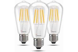 BHMAOYN 12V 24V E27 LED-Lampor 6W ST64 Glödlampor 12-24V Antik Retro E27 LED-Lampor 60W Ekvivalent,Varm Vit 2700K för Solsyst