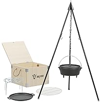 BBQ-Toro DOKING - Lot De 6 Pièces : Four Hollandais 9 QT, Gril Pliable, Sacs De Transport - Barbecue 3 En 1 Portable