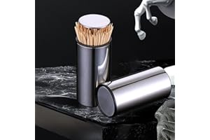 EPROICKS Stainless Steel Toothpick Holder, Toothpick Dispenser, Automatic Toothpick Dispenser for Home Restaurant Cafe Bar Use, Teeth Cleaning
