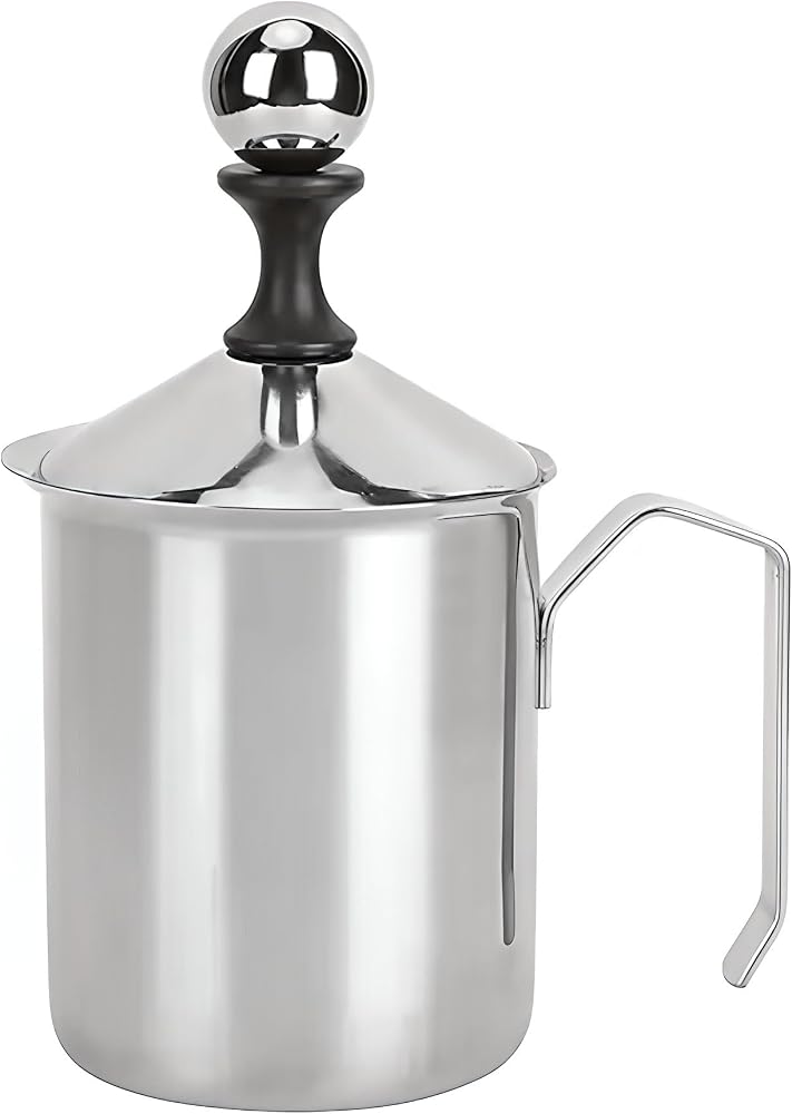 304 Çelik 500 ml Manuel Presli Kahve Süt Köpürtme Potu Sütlük Pitcher mt192