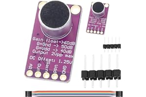 DAOKAI MAX9814 Módulo amplificador de micrófono Tablero de control de ganancia automática 2.7V - 5.5V 40dB/50dB/60dB Configuración de ganancia MIC Preamplificador de bajo ruido, para Arduino(2PCS)