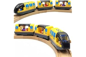 ZUOAN Juego de tren de locomotora de acción a pilas para rieles de tren de madera (magnético), compatible con Thomas la locomotora, juego de tren Brio para niños de 3, 4 y 5 años (sin pista de madera)