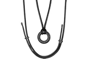 FaithHeart Collier Viking Homme, Pendentif Anneau de Möbius Acier Inoxydable, Cordon Cuir Pendentif Runique Rond/Triangle/Infini/Barre/Troll, Bijoux Amulette Porte Bonheur