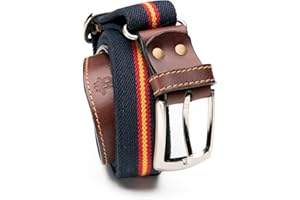 HD DHISPANIA Cinturon de hombre bandera de españa elastico y terminaciones en piel (ES AJUSTABLE VALE DESDE LA TALLA 90 A LA 120)