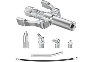 Pindex Coupler for Grease Gun, Grease Gun Coupler Quick Release Lock, Grease Gun Coupler Set with Nozzle Hose