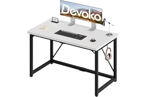 Devoko Escritorio pequeño para Ordenador, 120 x 50 x 73 cm Escritorio, Mesa de Oficina en casa, Escritorio para Ordenador portátil, Mesa de Diseño Industrial Blanco