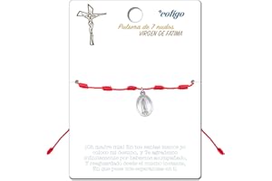 cotigo Pulsera 7 Nudos Roja con Santo o Virgen en Acero Inoxidable-Amuletos de la Suerte y Proteccion-Pulsera Mal de Ojo para Parejas y Amistad-Bisutería Ajustable,Pulsera Hilo Rojo Mujer y Hombre