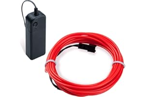 COVVY Guirlande Lumineuse LED, Neon Flexible Lumineux Décoration à piles pour Fête/Noël/Anniversaire/Soirée/Mariage, 3 Modes Éclairage avec télécommande, Imperméable Pour Intérieur (Rouge, 5M)