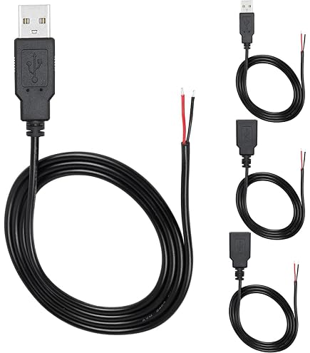 USB Pigtail Kabel – 3 Stück, Je 200 Cm, 2-adrig, 22 AWG, Offene Enden Für DIY & Reparaturen