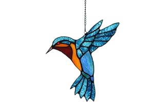 Tokira Suncatcher en Verre Style Tiffany, Sun Catcher Effet Vitrail Motif Colibri Fenêtre à Suspendre Suncatche Rainbow, 195x230mm