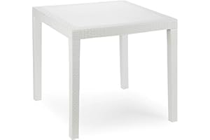 ‎MOJAWO Mojawo Bistrotisch Kunststoff 79x79cm King Weiß eckig Balkontisch Gartentisch Terrassentisch