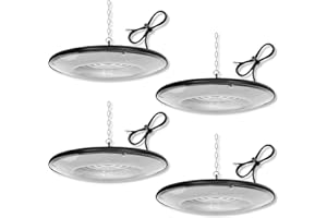Sigmaled Lighting, Lampada LED UFO per Capannone 200W 20.000lm, Faro IP65, Bianco Freddo 6000K, Illuminazione Industriale Luci per Officina Magazzini Garage, Proiettore industriale High Bay, pack 4