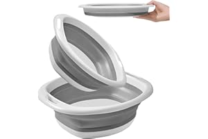 2 Pcs Quiieoskia - Bassine Pliable de Camping, Lavabo Pliable, Seau de Lavage Pliable et Portable, pour Évier de Cuisine, Pediluve (2 Tailles)