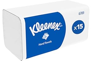 Kleenex Paper Towels, V-Fold 2-Ply Hand Towels, Ultra-Absorbent, Tear-Resistant, FSC- Certified, Compatible with Kimberly-Clark Dispensers, 15 Packs x 186 Towels (2,790 tot.), Model nr. 6789