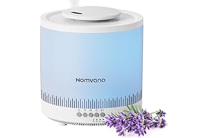 Homvana Luftbefeuchter Schlafzimmer, 1,8L Top-Fill Kühlnebel Klein Luftbefeuchter Baby, Aroma Diffuser ätherische öle, Duftöl, Aromatherapie, Ultraschall Vernebler, Raumduft LED Diffuser, BPA Free