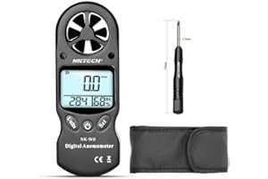 NKTECH Digital Anemometer NK-W0 3-IN-1 Mini Portable LCD Wind Speed Temperature Humidity Meter with Multipurpose Hygrometer Thermometer Tester For Windsurfing Kite Flying Surfing (Black)