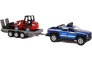 Kids Globe SUV with Trailer + Excavator (Light + Sound, Off-Road Vehicle with Pull Motor, Toy Made of Plastic, Doors can be Open) 510207, Multicoloured
