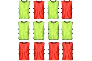 VORCOOL 12pcs Chasuble Sport Enfant Chasuble d'Entraînement Gilet Fluorescent Enfant Vert et Rouge Taille S